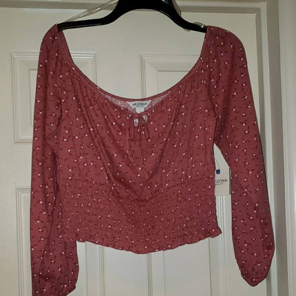 Arizona Jean Company Women's Pink Floral Blouse